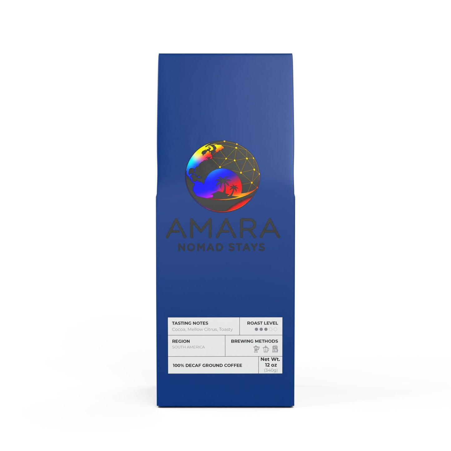 AMARA Nomad Trapper Peak Decaf Coffee   Medium Roast Swiss Water Decaf (12oz)