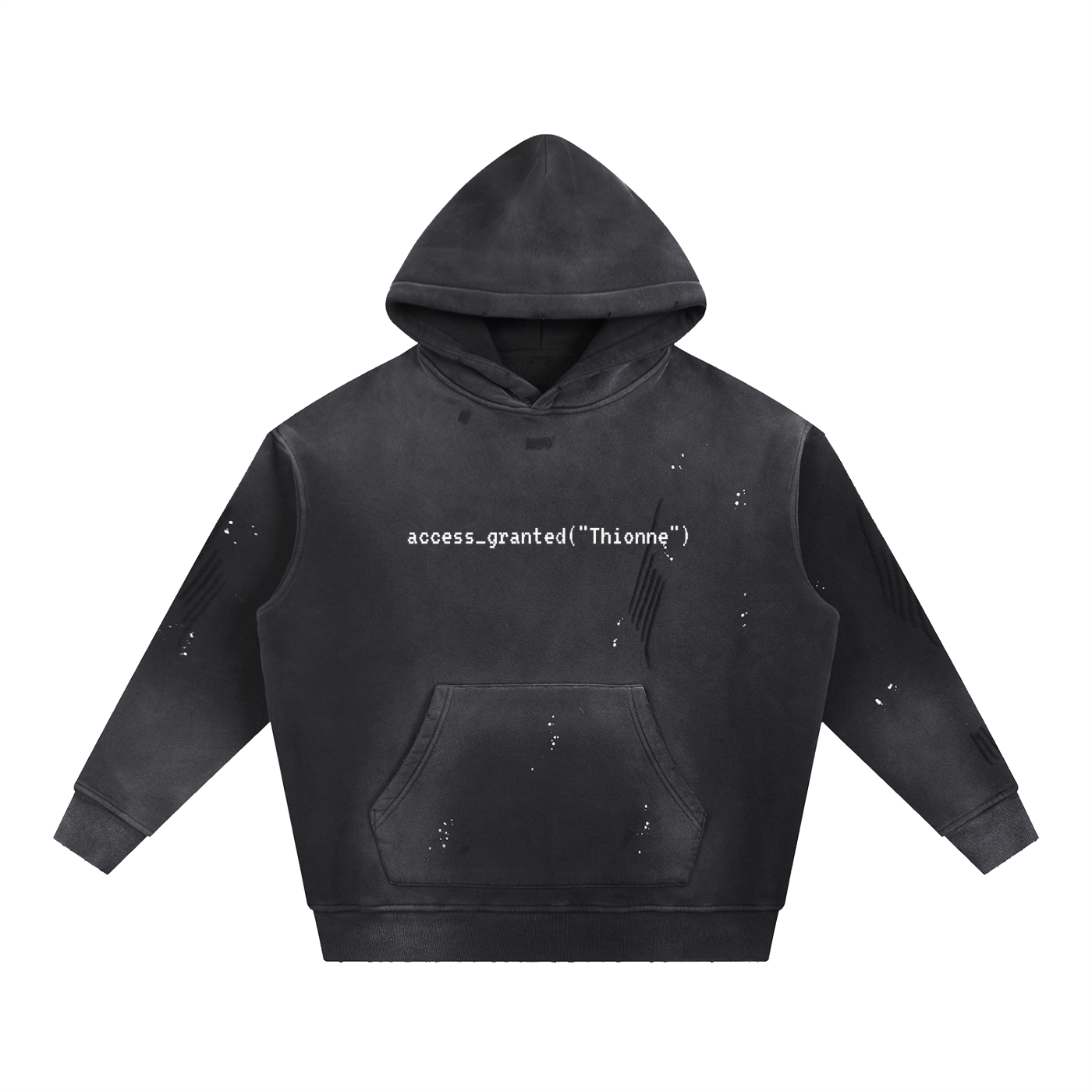 Thionne Vintage Washed Frayed Fleece Hoodie Access Granted Edition