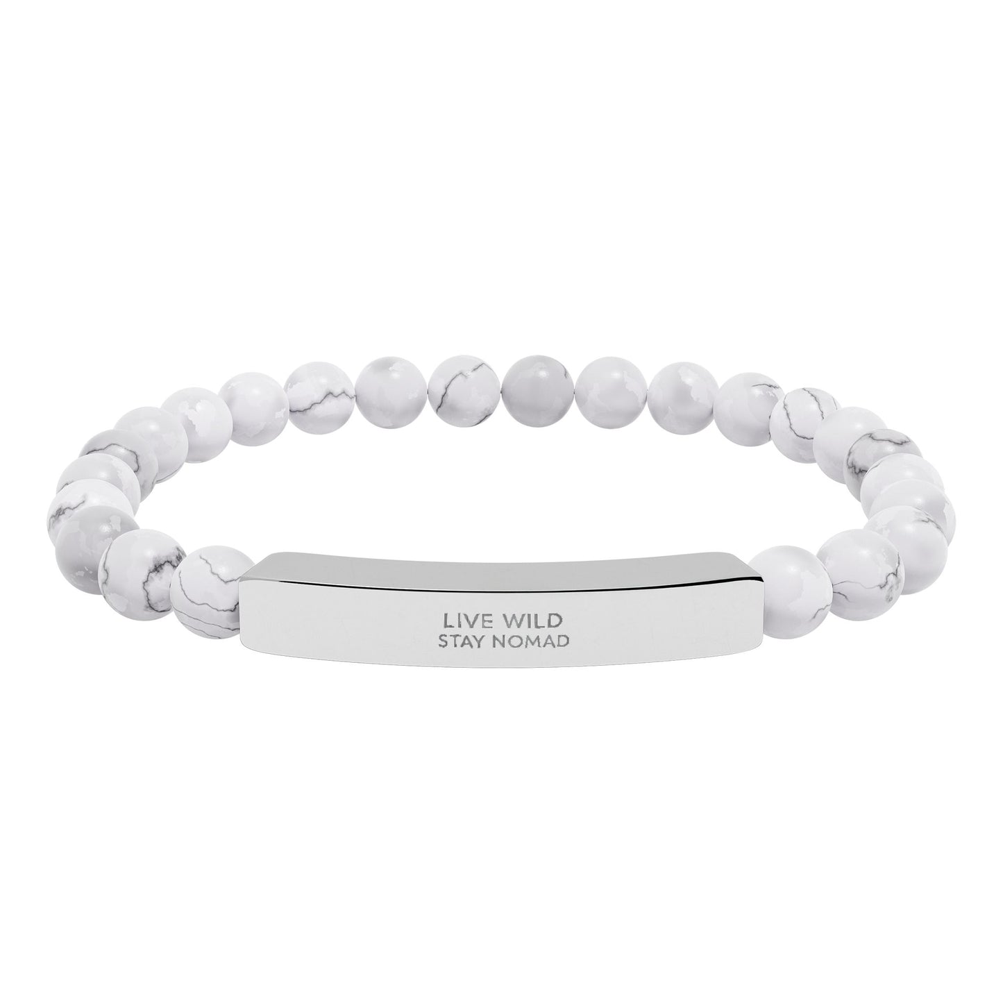 Yumara Collections Natural Stone Bracelet Engraved Steel Bar