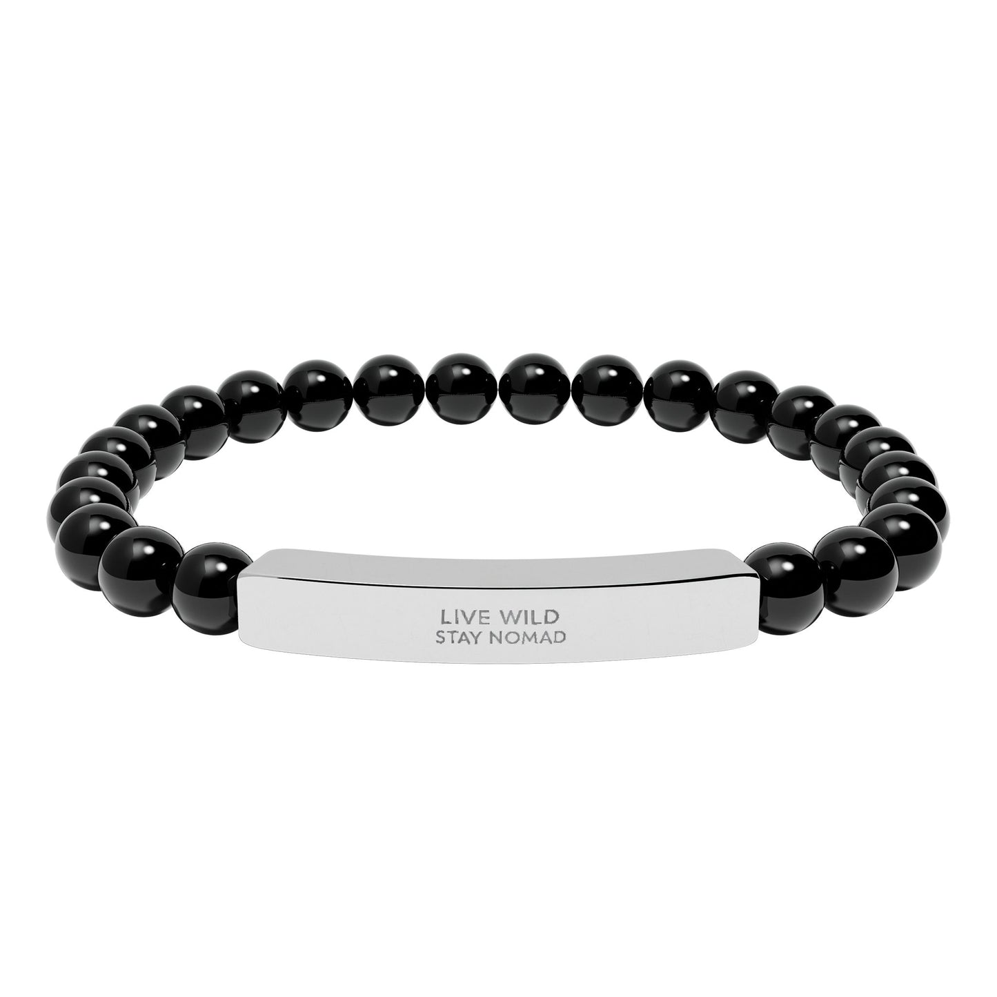 Yumara Collections Natural Stone Bracelet Engraved Steel Bar