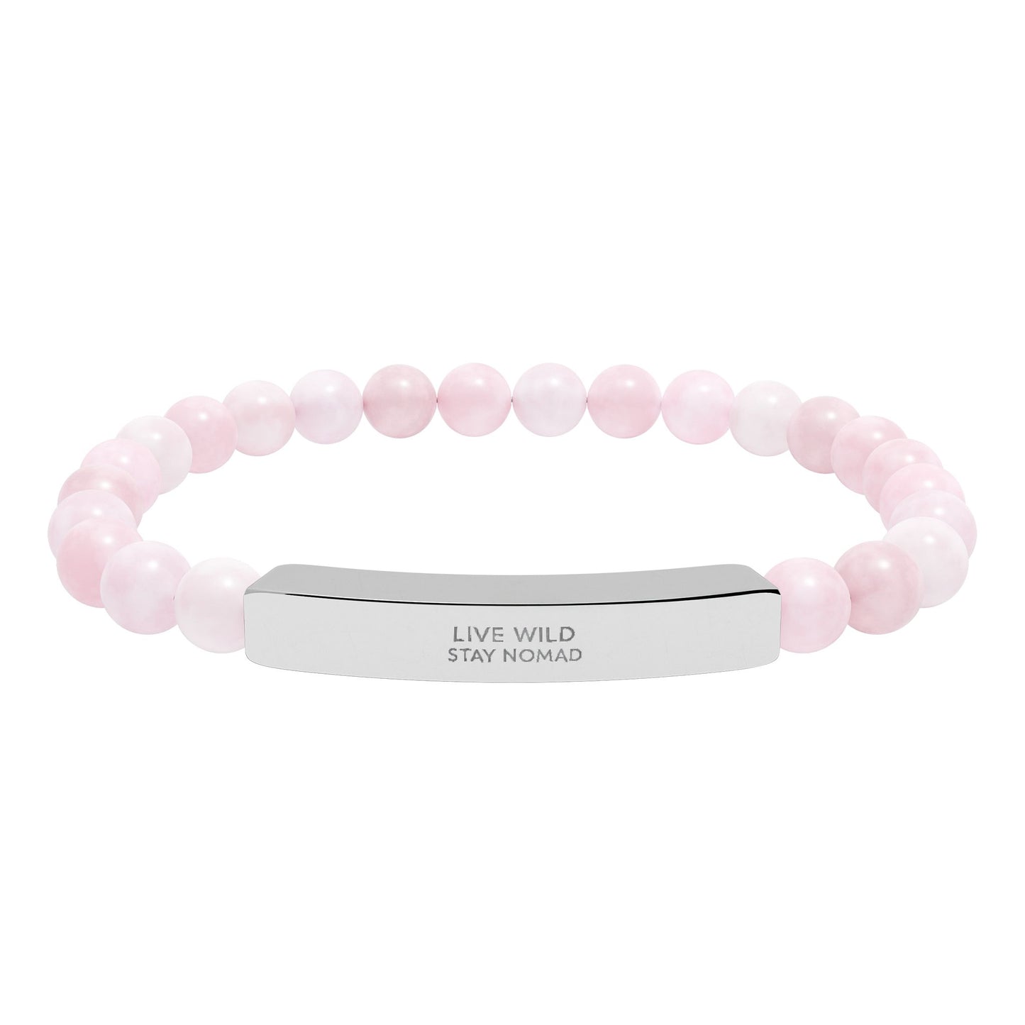 Yumara Collections Natural Stone Bracelet Engraved Steel Bar
