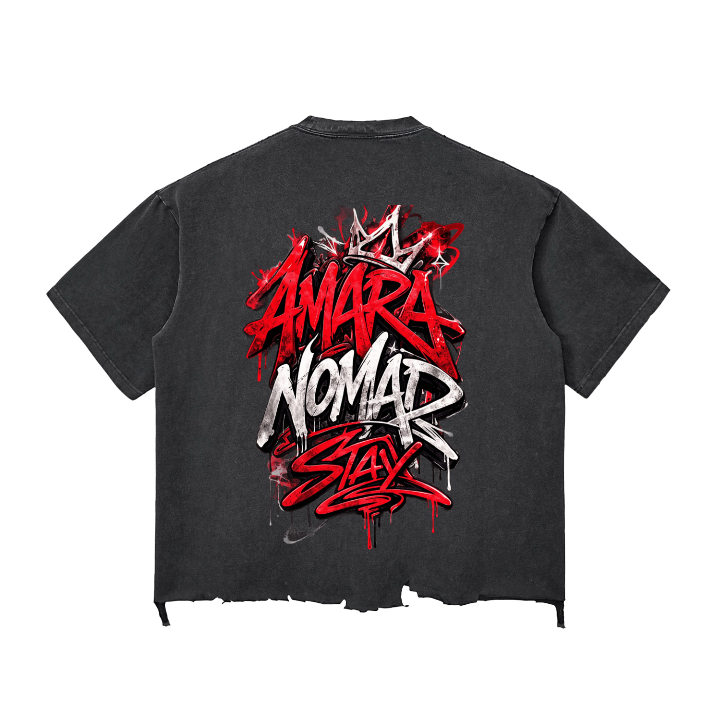 Snow Wash Raw-Hem Boxy T-Shirt Nomad Street Edition