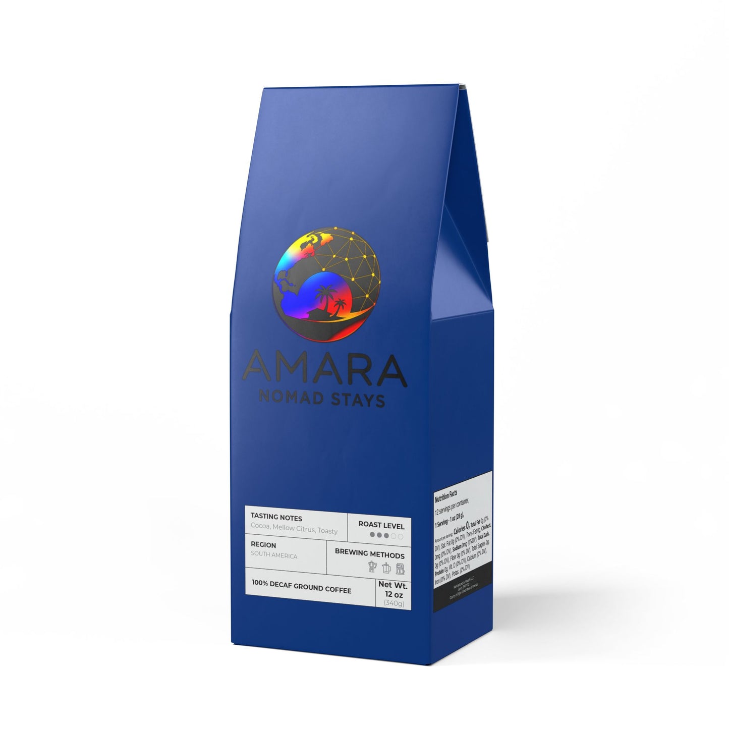 AMARA Nomad Trapper Peak Decaf Coffee   Medium Roast Swiss Water Decaf (12oz)