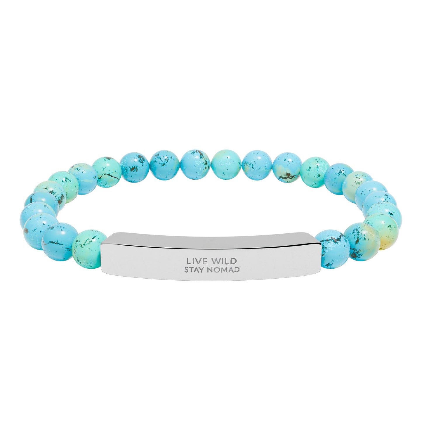 Yumara Collections Natural Stone Bracelet Engraved Steel Bar