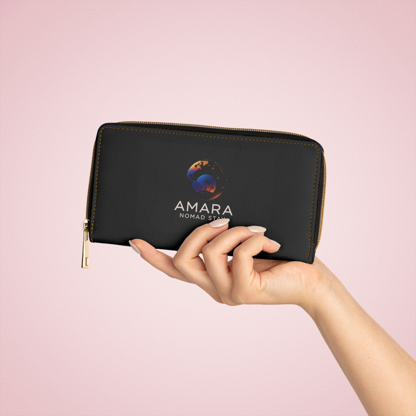 Yumara Collections Travel Wallet Vegan Leather Zipper Card & Cash Organiser