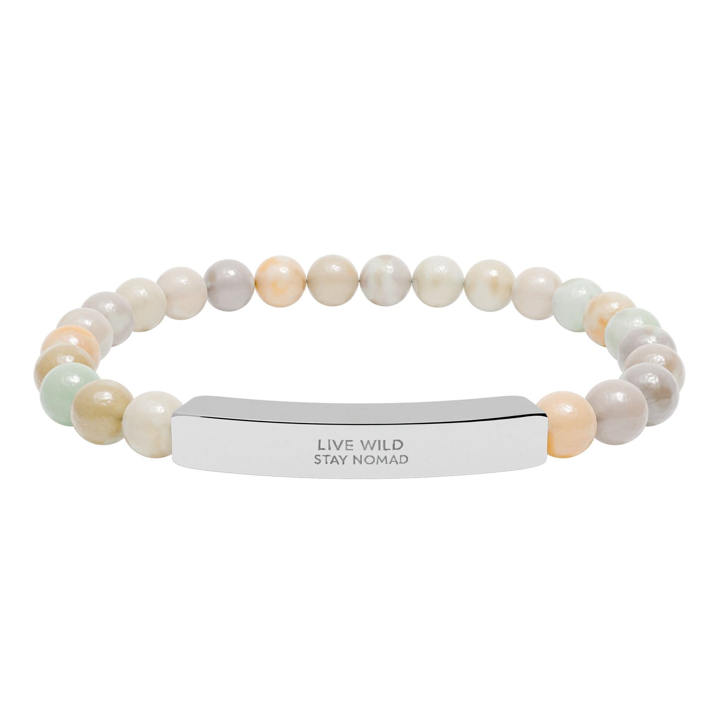 Yumara Collections Natural Stone Bracelet Engraved Steel Bar