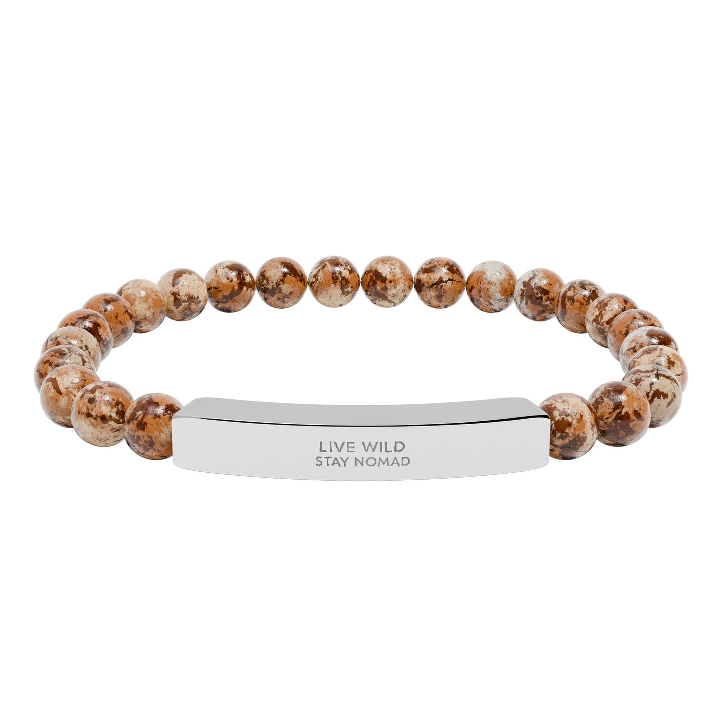 Yumara Collections Natural Stone Bracelet Engraved Steel Bar