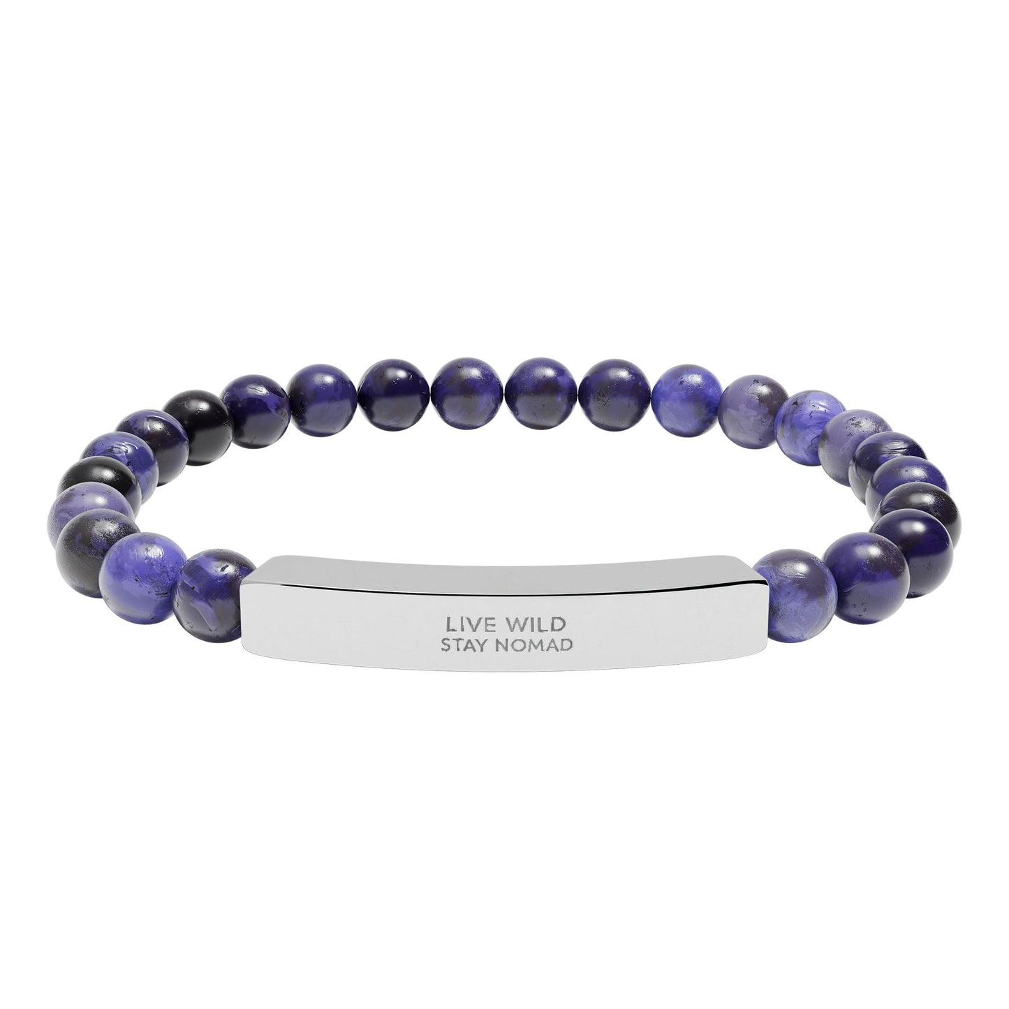 Yumara Collections Natural Stone Bracelet Engraved Steel Bar