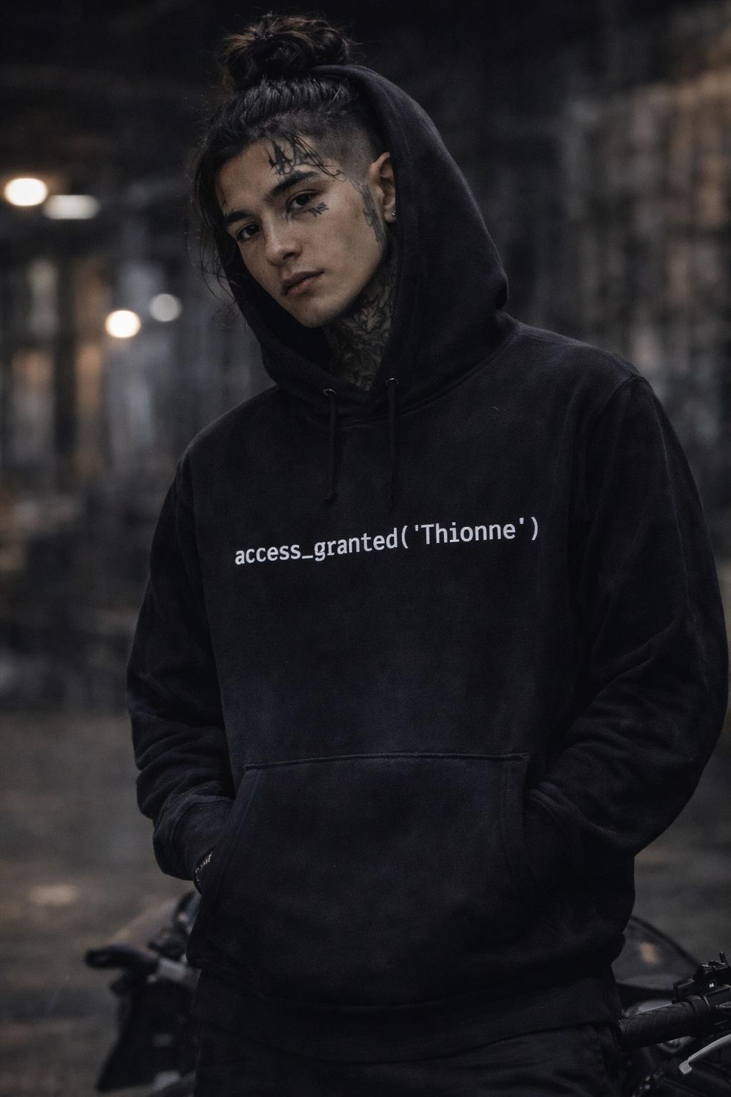 Thionne Vintage Washed Frayed Fleece Hoodie Access Granted Edition