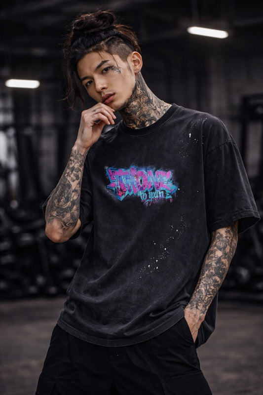 Hand-Frayed Sunfade Paint Splatter T-Shirt Nomad Thionne