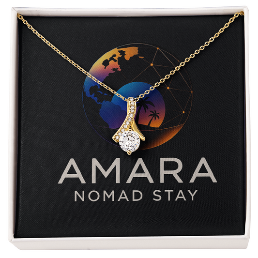 Amara Radiant Drop Pendant Necklace 14K White Gold Finish with Crystal