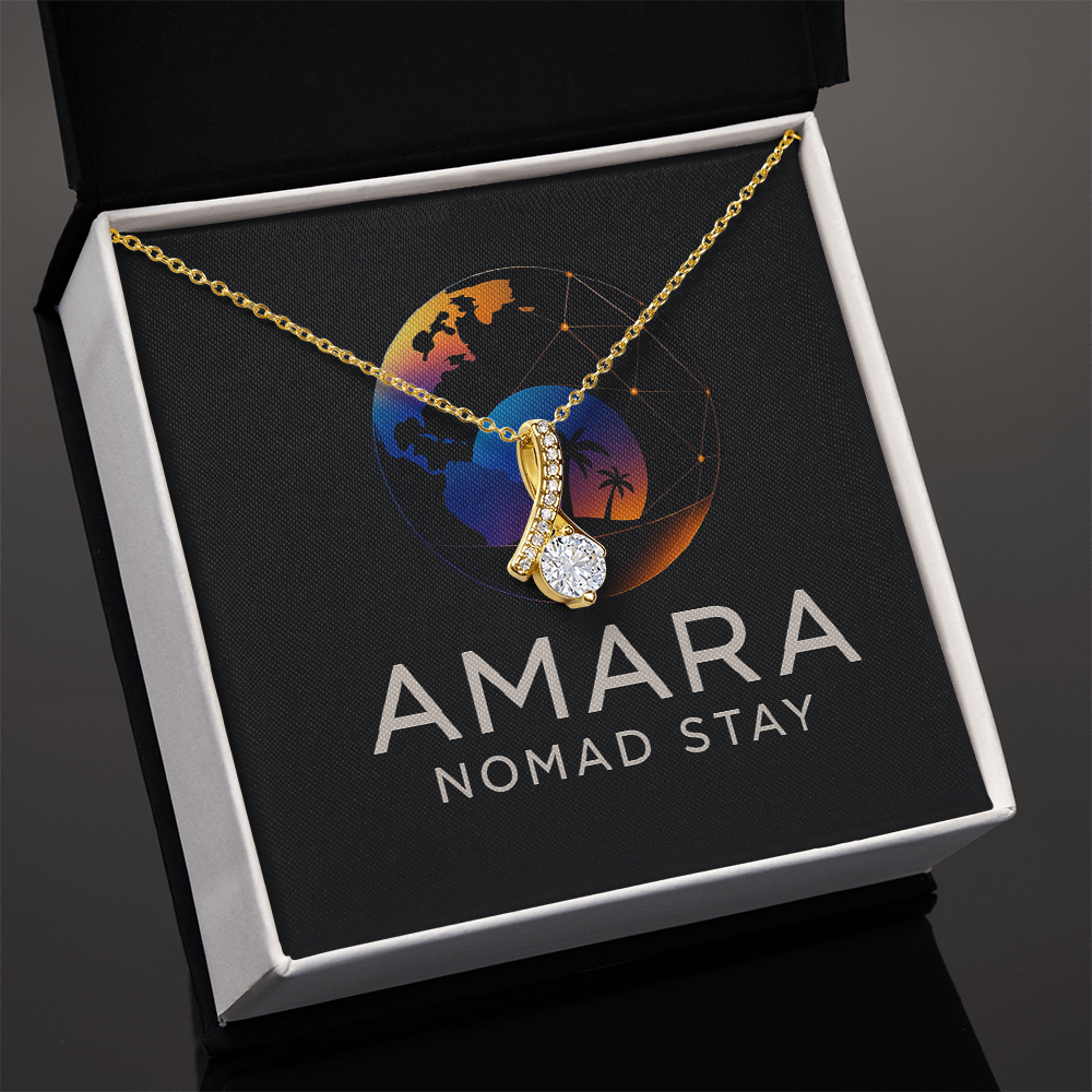 Amara Radiant Drop Pendant Necklace 14K White Gold Finish with Crystal