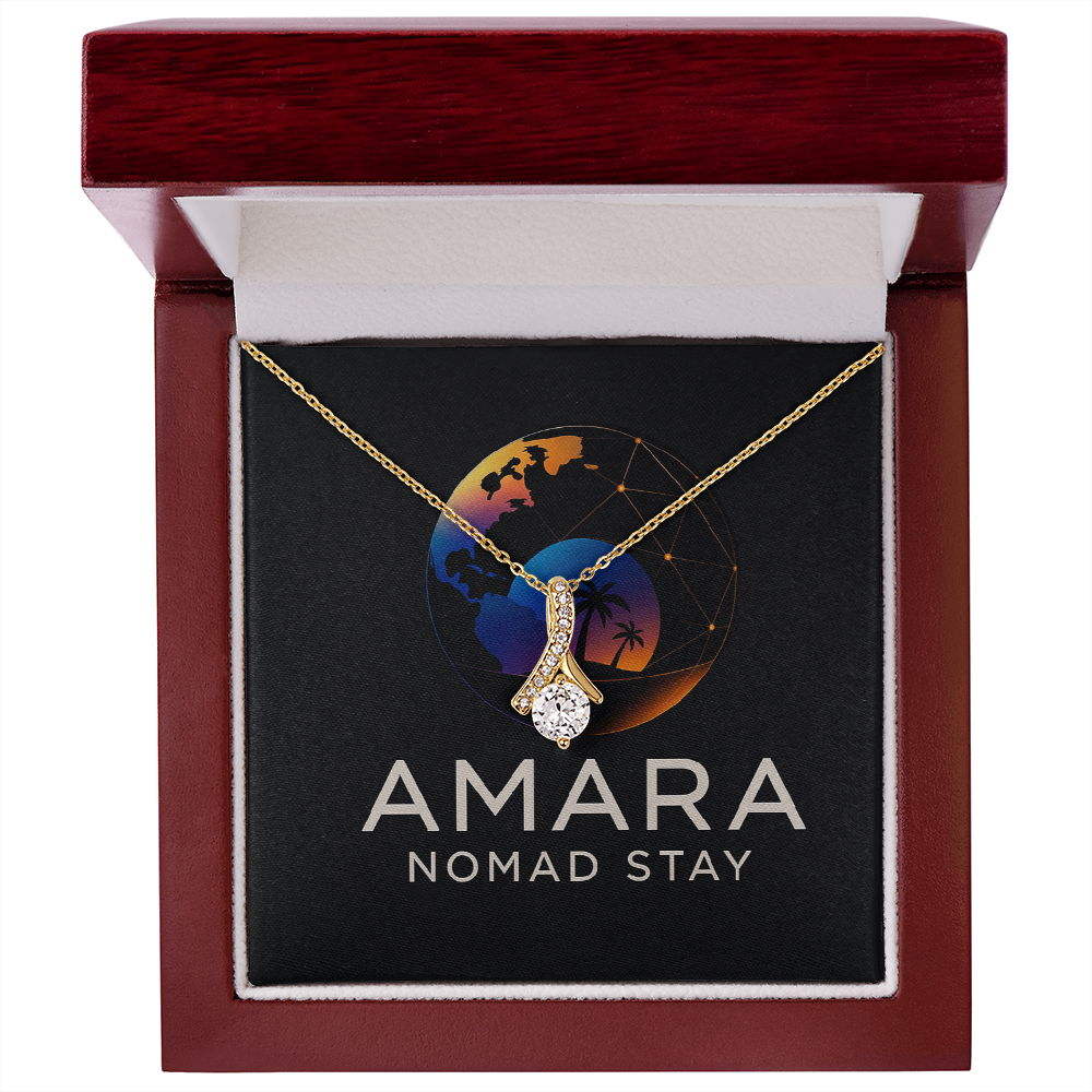 Amara Radiant Drop Pendant Necklace 14K White Gold Finish with Crystal