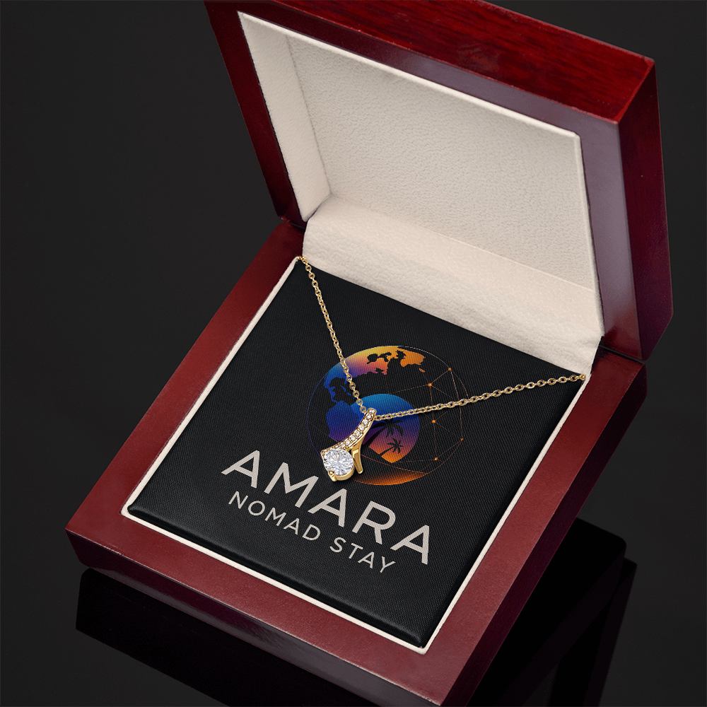 Amara Radiant Drop Pendant Necklace 14K White Gold Finish with Crystal